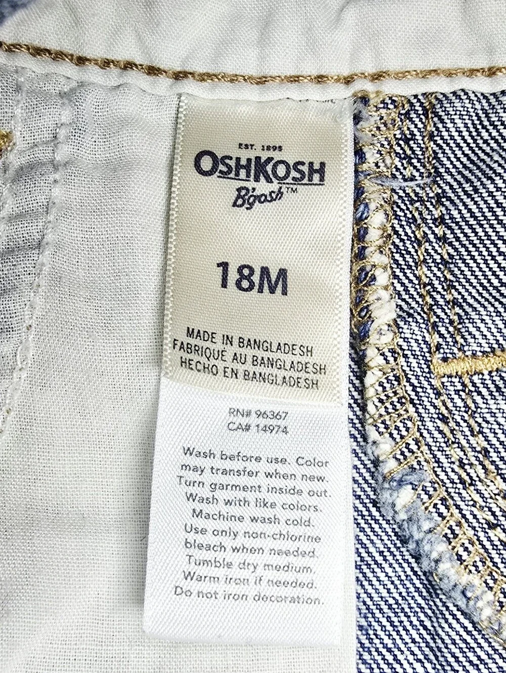 Oshkosh B'Gosh Overalls Denim Jumper Size 18 months